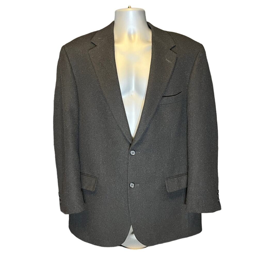 Andrew Fezza Black Camel Hair Blazer Sports Jacket Size 42L